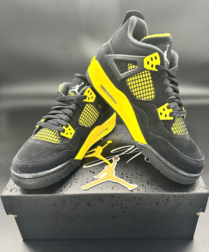 Nike Air Jordan 4 Retro (GS) Thunder Tour Yellow 408452-017 GS Size Y 7 / W 8.5
