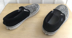 Vans Classic Snake Skin Canvas Suede Black & White Slip on Shoes Size 5.5 Missy
