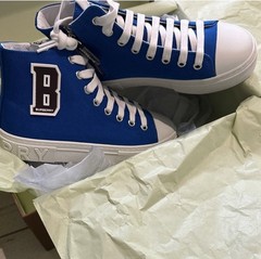 Burberry Mini Jack Canvas High Top Sneakers Blue/White Lace-Up Kids US 3 EU 34