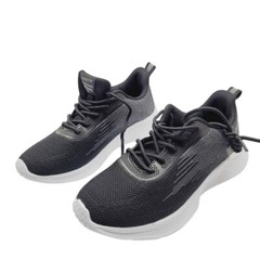 Breathable Black Mesh Lace-Up Running Shoes For boys With Lightweight size 4