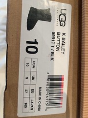 UGG Australia Black Kids K Bailey Button 5991TT Boots Size USA 10, Original Box