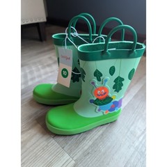 Cat & Jack Rain Boots Kids Size 10 Green New Caterpillar Pull-On Waterproof