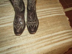 TEXAS COUNTRY Brown Snip Toe Wings & Cross Western Boots Brown Youth sz 1 Mex 21