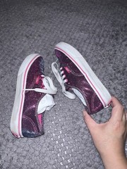 VANS Off The Wall Shoes Sparkle Metallic/Purple Kids Low Top Sneakers Size 1.5