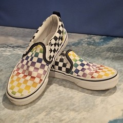 Vans Slip On Rainbow Checkerboard Shoes Kids Size 13 Multicolor Unisex