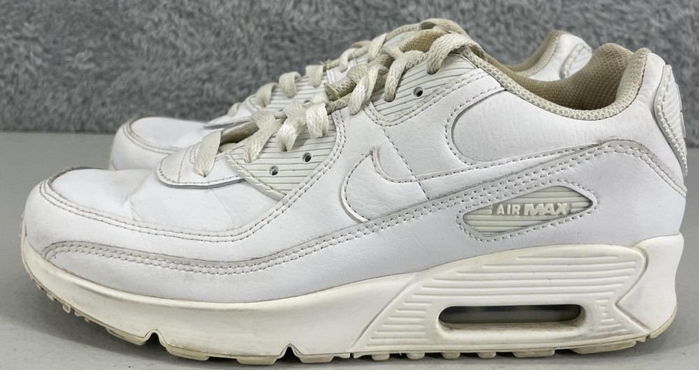 Boys Nike Air Max 90 Leather White Running Shoes Size 5.5Y Style CD6864-100