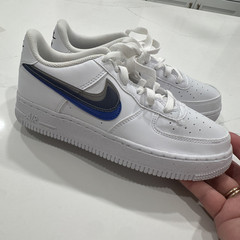 Nike Air Force 1 Low GS White Blue Gray Leather Sneakers Kids 5Y FD0688-100