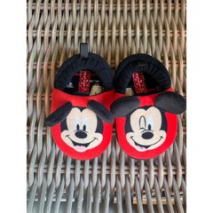 Disney Mickey Mouse Toddler Slippers Red Black Plush House Shoes Size 5/6