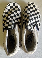 White and Black Checker Board Vans Size 12.0 Kids Slip Ons