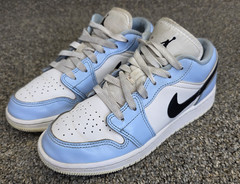 Nike Air Jordan 1 Low Ice Blue Black (GS) 554723-401 Big Kids Shoes Size 3.5Y