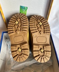 Tobfis Kids Waterproof Work Boots Size 8 Tan Double Hook & Loop Strap Closures