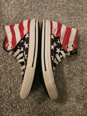 Converse All Stars American Flag USA Junior’s Size 2 High Top Shoes Sneakers