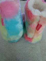 Totes Unicorn Plush Slippers, Non Slip Soles, Kids Size 7-8