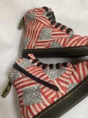 DR. MARTENS MARLEY AIR WARE Boots American USFlag Canvas Kids Size 3 Lace UP Zip