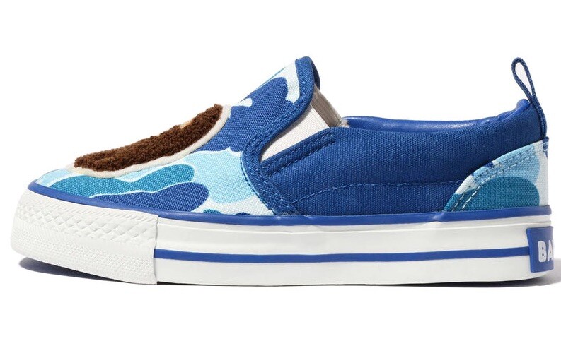 A BATHING APE BAPE Blue ABC Camo Ape Head Slip On Kids Shoe US sz 1 PS 20cm $165