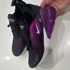 Nike Air Max 270 Purple Black White Mesh Low Top Sneakers Unisex Kids 6.5Y