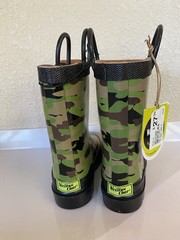 NWT GREEN CAMOFLAGE THICK RUBBER RAIN BOOTS WESTERN CHIEF YOUTH SIZE 9 PULL-ON