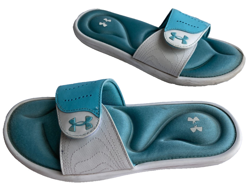 Under Armour Kids Ignite VII Blue/Gray Slide Sandal (Youth Boys or Girls Size 5)