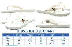 Popits Kids White Cozy Flip Flops Crystal Sandals ~ Choose Size Shape