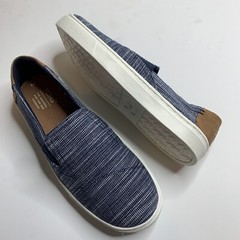 Toms Luca Navy Chambray Slip On Sneakers Shoes Youth Size 4