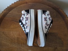 Vans Old Skool Checkerboard Skate Shoe Little Kid Black/White/Butterflies Sz 12
