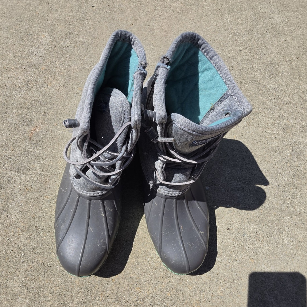 SPERRY Saltwater Boot Rain Lace Up Comfort Gray Youth US Size 6