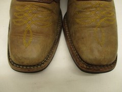 Semental Brown and Green Leather Square Toe Cowboy Boots Youth Size 6