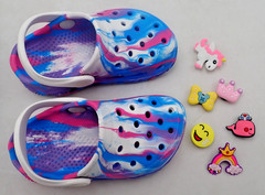 Cubufly Toddler Kids Clogs Garden Shoes Marbled Tie Dye purple size 6-7