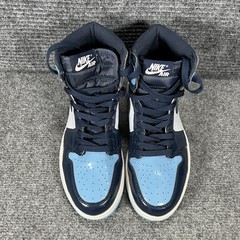 Nike Air Jordan 1 Retro High OG Shoes Youth Size 7 Blue Patent CD0461-401