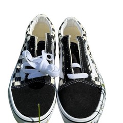 Vans Old Skool Sneakers Kids Size 1 Black White Suede Canvas Checkerboard Skate