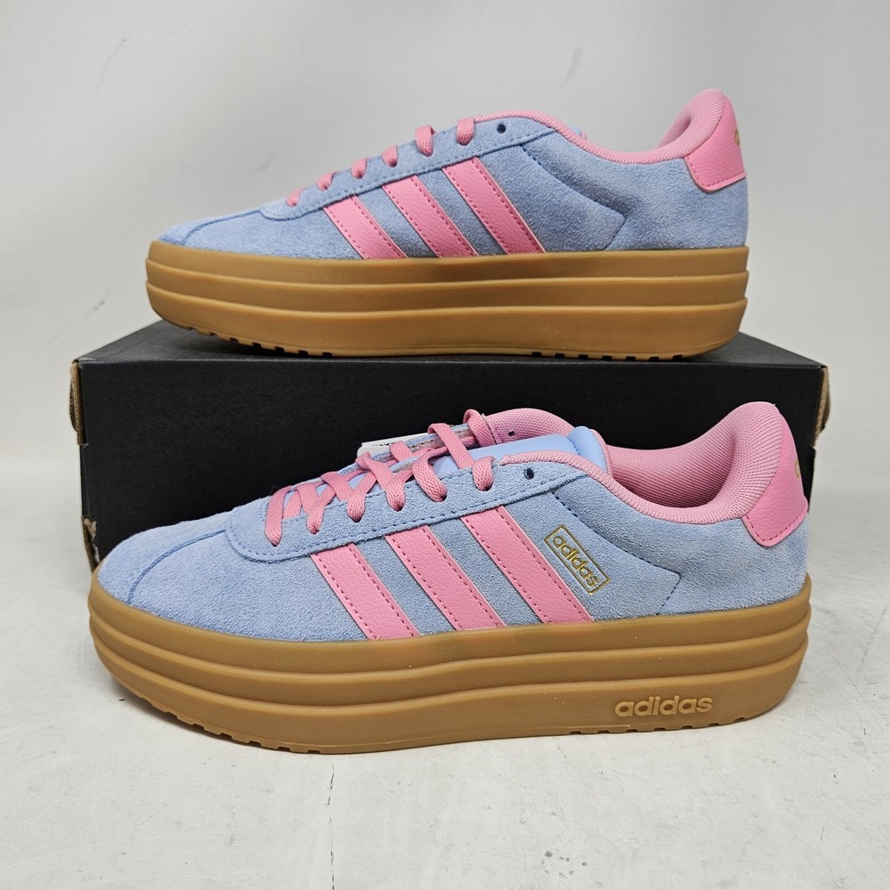 Adidas VL Court Bold J Blue Pink Platform Shoe / IH0771 / Youth 6.5, Women’s 7.5