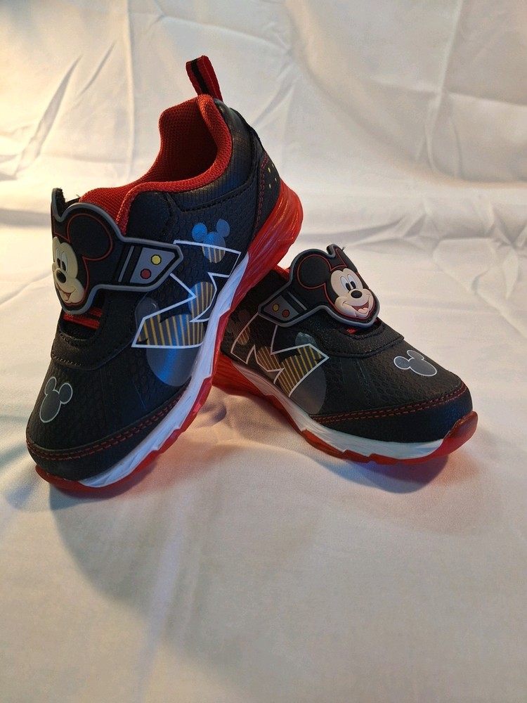 Disney Mickey Mouse Kids Sneaker Black Red US Size 10 Hook & Loop Lightweight