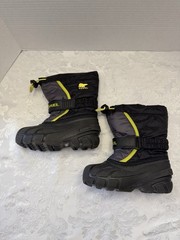 Sorel Children’s Flurry Snow Boot Black Yellow Kids 11 Waterproof Warm