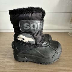Sorel Kids Snow Commander Winter Waterproof Boots Black Size 7C Fur Lined
