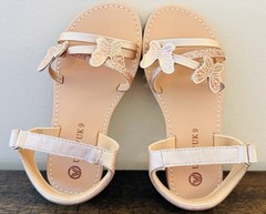 Pink girls US 10 EU 28 Strappy Butterfly Glitter Sandal Hook & Loop