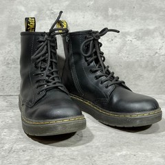 Dr. Martens Zavala Black Leather Combat Ankle Boots Lace Up Kid’s Size US 4