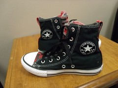 BLACK & RED PLAID CONVERSE ALLSTAR CHUCK TAYLOR SNEAKERS ATHLETIC SHOES JUNIOR 1