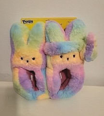 Peeps Bunny Rainbow Color Slippers & Headband Set Girls or Boys Shoe Size M 13/1