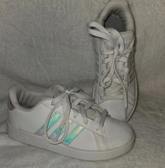 Kids‘ Adidas GRAND COURT 2.0 EL K White/Iridiscent Size 11.5K Big Kid Sneakers