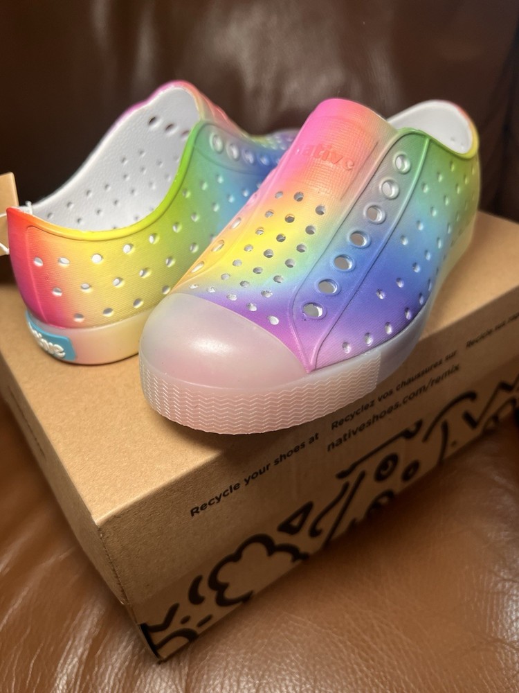 Native Shoes Little Kids 12 Gradient Rainbow Jefferson Slip-On Water Friendly