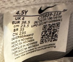 Nike Air Force 1 (GS) Sneakers White/Burgundy 4.5Y CT3839-119
