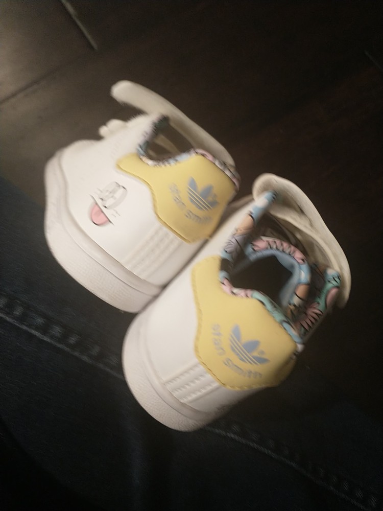 Adidas Stan Smith Toddler Sneaker Monster Tongue Graghic Size US 8K White Yellow