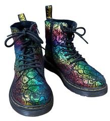 Dr Martens 1460 Pascal J Black Rainbow Metallic Boots YOUTH SIZE 3 Suede Upper