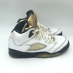 Air Jordan 5 Retro BG Olympic Gold White/Black Boys 6Y Women’s 7.5 440888-133