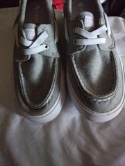 SPERRY BAHAMA PLATFORM GRAY WHITE KIDS SIZE 3 YOUTH VGC