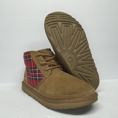 UGG NEUMEL II TARTAN CHESTNUT/RED PLAID YOUTH KIDS CHUKKA BOOT SZ 6Y 7.5W – 8W