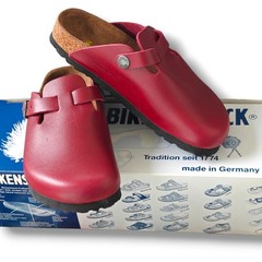 Birkenstock Boston Leather Bordeaux Soft Gloss Slip On Kids Clog Sandals US 13
