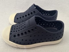 NATIVE Jefferson Shoe Regatta Blue Shell White Kids C8 Slip-on Waterproof $40