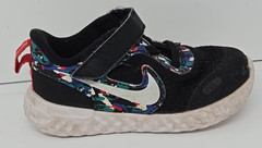 NIKE Revolution Child’s Sneaker Size 7C Funky Black W/Red, Green & Blue Accents