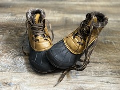 Magellan Outdoors Duck Boots Waterproof Lace-Up Brown Black Unisex Kids Size 13